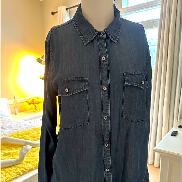 WHBM DENIM COLORED BUTTON DOWN SIZE 10 - Picture 1 of 8